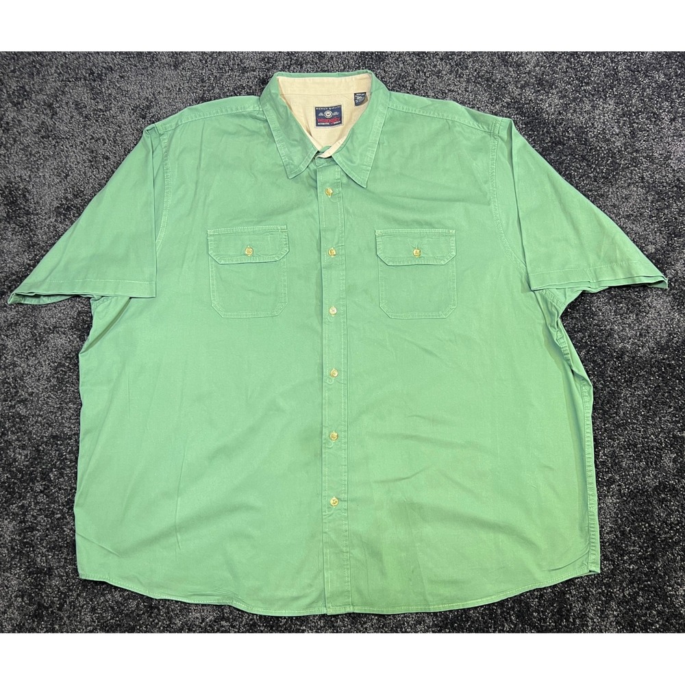 Wrangler Authentic Shirt Mens‎ 3XL Button Up Short Sleeve Green Two Pocket